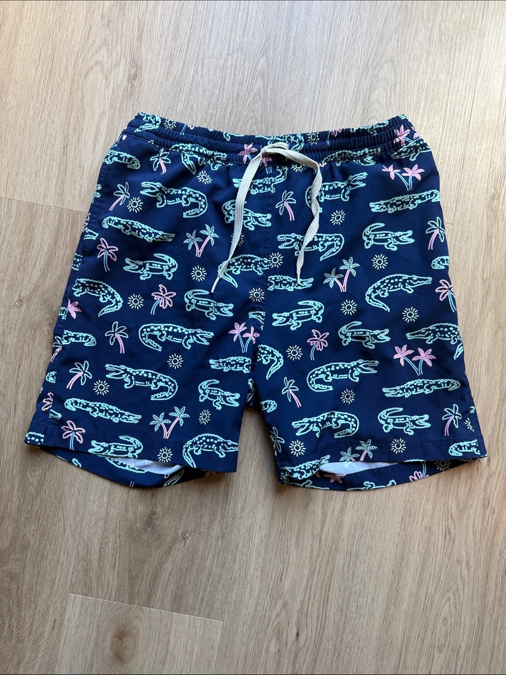 Boys Chubbie Navy Alligator Print Swim Shorts